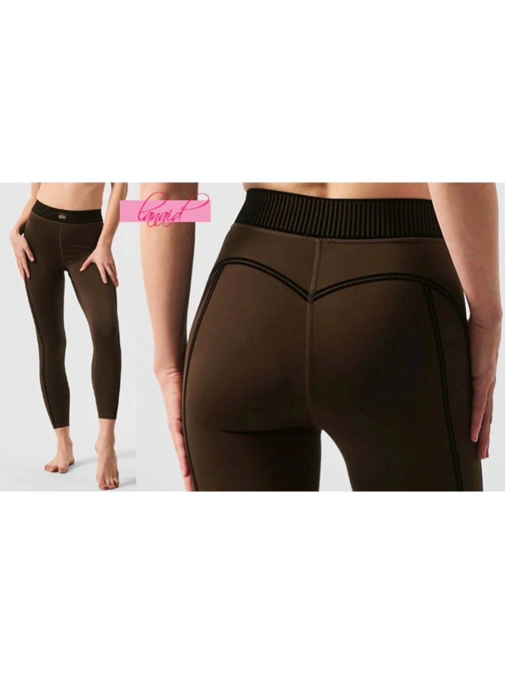 Alo Airlift High-Waist 7/8 Line Up Leggings Espresso Hi-Rise Waisted Tights Pant